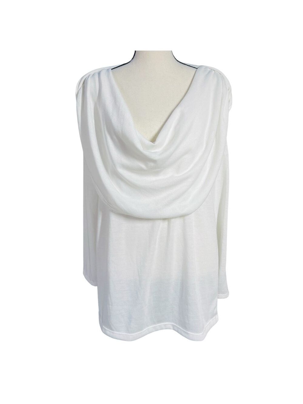 Caren Sport Elegant Plus Size White Draped Blouse